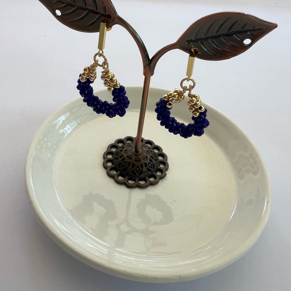 Handmade Sapphire Blue Crystal Earrings - Picture 6 of 10